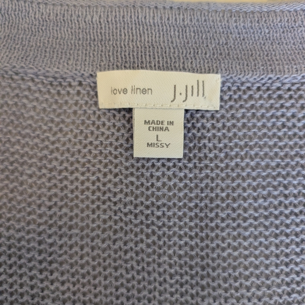 J. Jill Womens Large 100% Linen Purple Cardigan Coastal Grandma Beach Classic - Picture 6 of 7